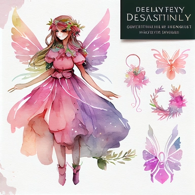 Destiny Fairy Girl Watercolor Bundle Watercolor Clipart, details