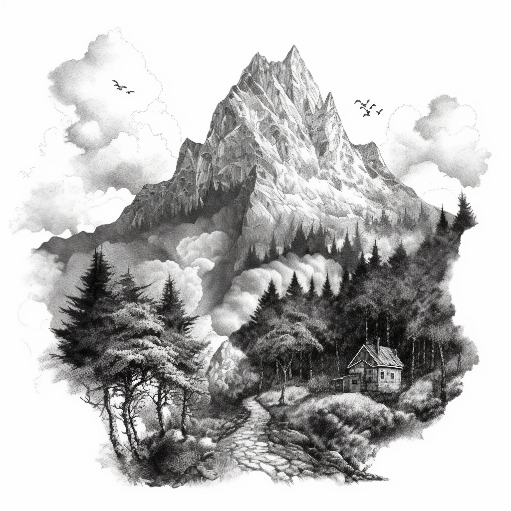 landscape drawing cliparts