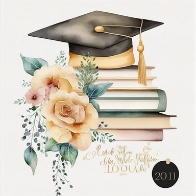 Gold Graduation Cap Watercolor College High School Graduation Clipart Flowers Graduate Gift Graduation Books Commercial Use Illustration PNG
