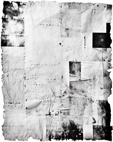 distressed low resolution monochrome photocopy, abstract found paper collage textures, clipart bitmap with dithering on crumpled white paper, smudges, poor image quality, faded, low toner