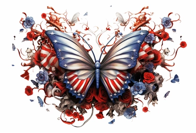 patriotic butterfly customizable flag and butterflies clipart, in the style of brent heighton, carrie ann baade, daz3d, floral explosions, realistic hyperrealism, barbizon school, Very detailed icon of an anchor on white background, emotional storytelling