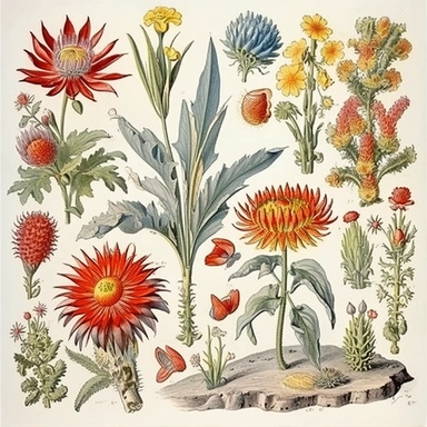 Clipart, vintage, watercolor, illustrations from book Flora Brasiliensis, by Carl Fiedrich von Martius illustration, sec XIX, hand drawn, texture