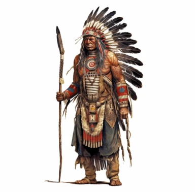 Cheyenne warrior, full length, clipart, white background