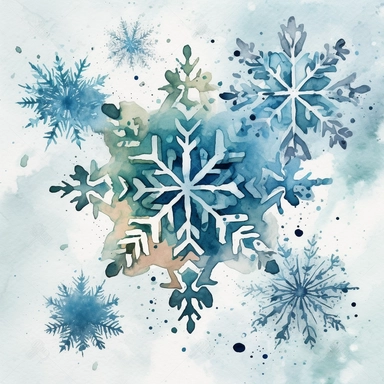 DESIGN A BEAUTIFUL AND BREATHTAKING ONE OF A KIND WATERCOLOR CLIPART ILLUSTRATION OF A GROUP OF SNOWFLAKES FALLING