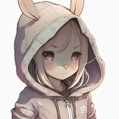 rabbit with hoody, Watercolor Clipart,comic, strybk, full Illustration, 4k, sharp focus, watercolor, smooth soft skin, symmetrical, soft lighting, detailed face, concept art, muted colors, watercolor style, strybk, children's style fairy tales, chibi kawaii, . Octane rendering, 3d. Perfect face, detailed face, delicate face, perfect sharp lips, detailed eyes. Craig Davison, Aubrey Beardsley, Conrad Roset, Aikut Aidogdu, Agnes Cecil, watercolor style