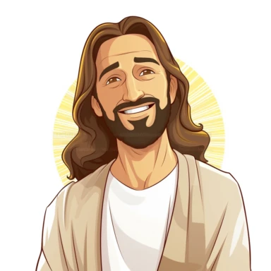 clipart, stock photograph, white background, cartoon, vector, Jesus with tan skin as Lord