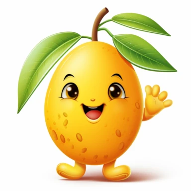 cute one Mango Clipart cartoon realistic white background