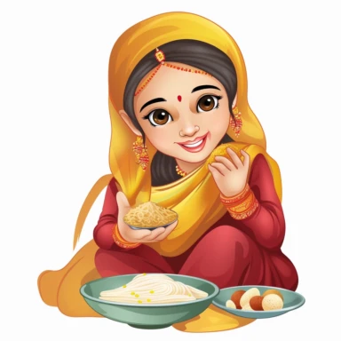 indian cliparts for cute punjabi girl eating food