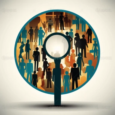 vector graphic design clipart simple society under observation symbolic, magnifier,