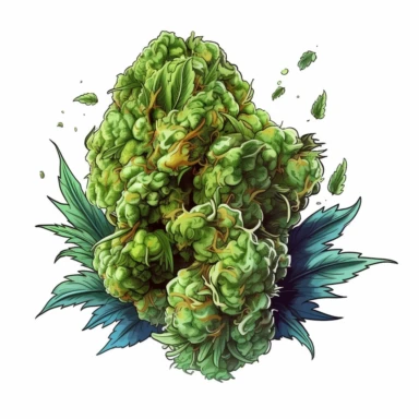 single marijuana nug, clipart, illustration, white background
