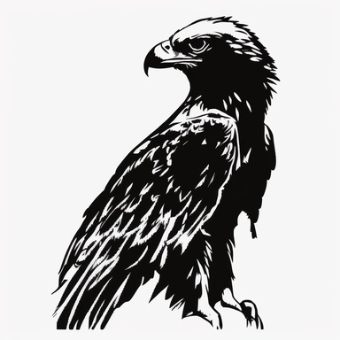 simple outline of an eagle, clipart, flat 2d vector, minimalist, black and white, kids cartoon, svg cut file, line art drawing
