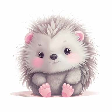 cute baby Porcupine clipart, happy, animal only, isolated on white background, illustration, pastel colors, no shadow, vector, high definition, Full HD, 8k