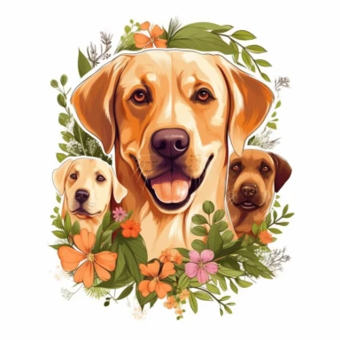 unique qualities of Labrador Retrievers, capturing their playful and friendly nature through illustrations, vector, clipart for a t-shirt