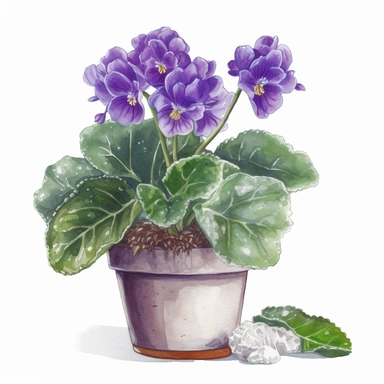 african violet house plant clipart, white background