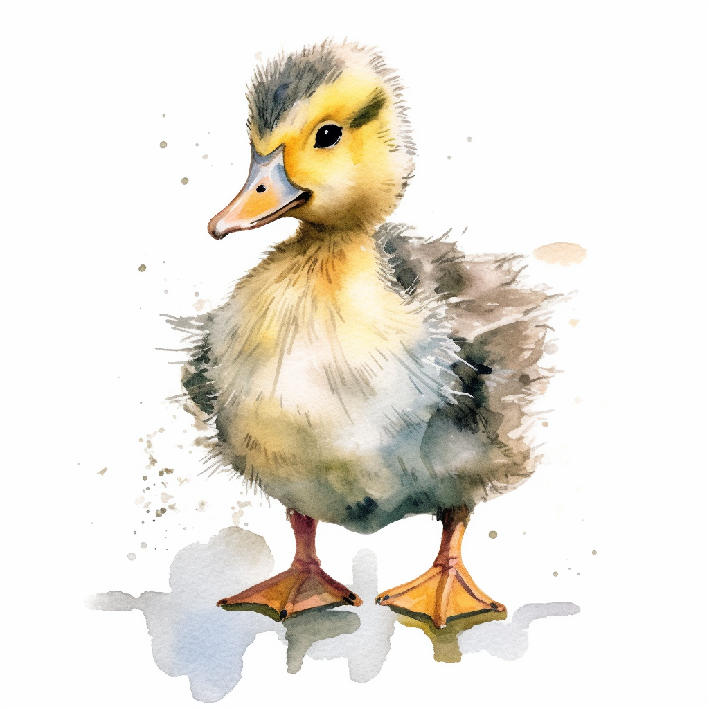 an adorable Duck in the style of watercolour clipart with detailed ...