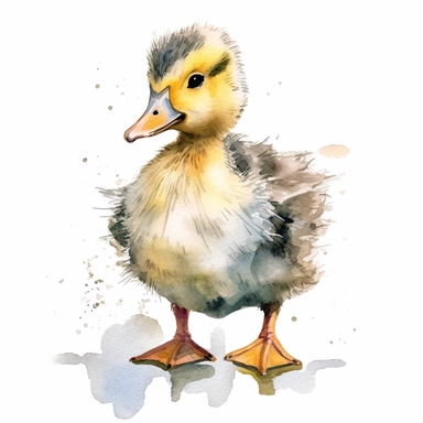 an adorable Duck in the style of watercolour clipart with detailed brush strokes