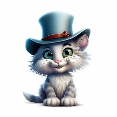 clipart, cute cat in hat, classic disney, no text