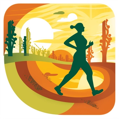 being more active physically, visualised by artistic impressions getting healthy by exercising regularly , clip art for PowerPoint slide, dynamic composition