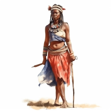 clipart, watercolor, girl in national costumes, himba Namibia, high resolution photorealistic image. 3D