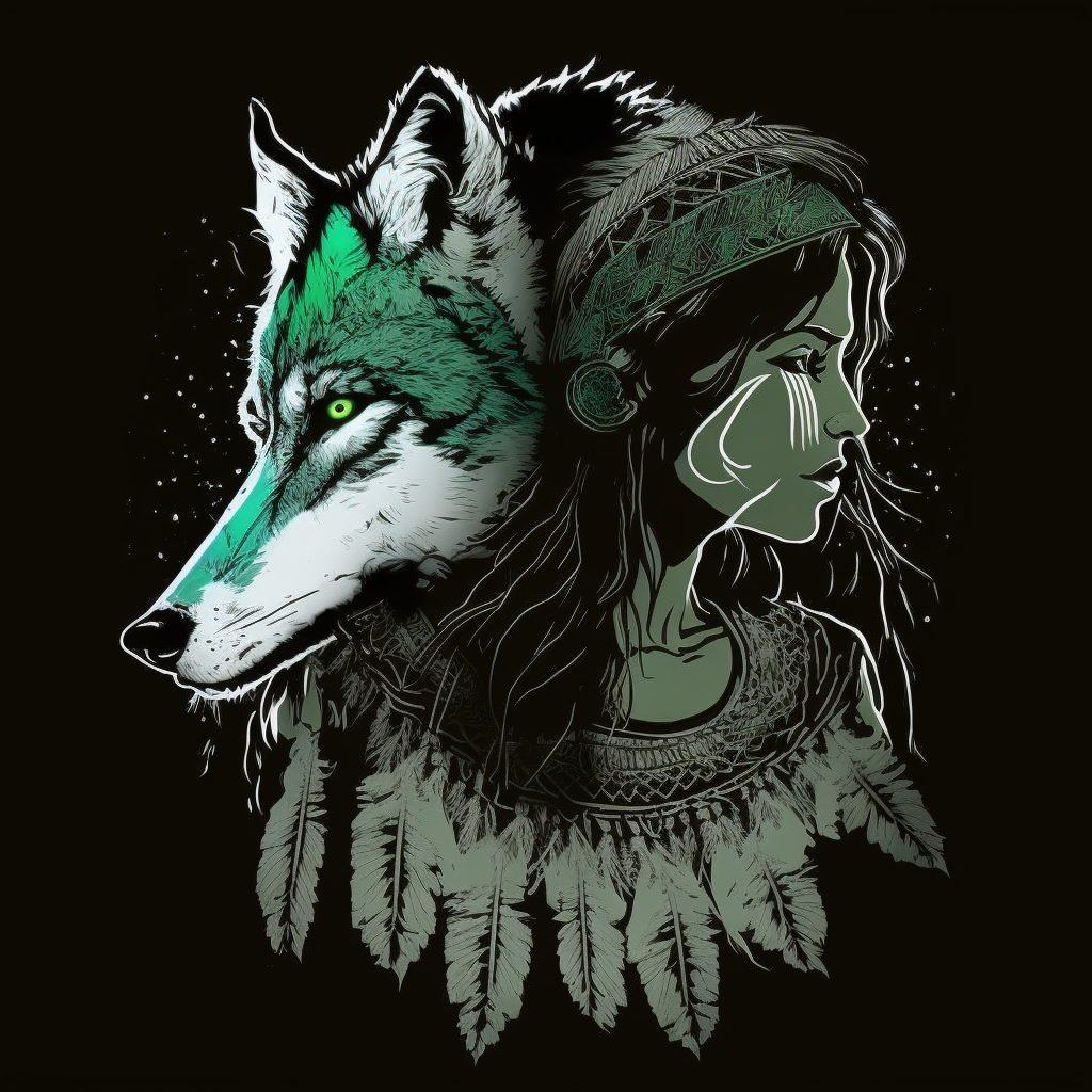 green wolf cliparts