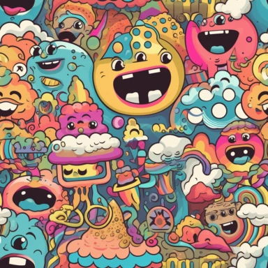 psychedelic emojis styled clipart