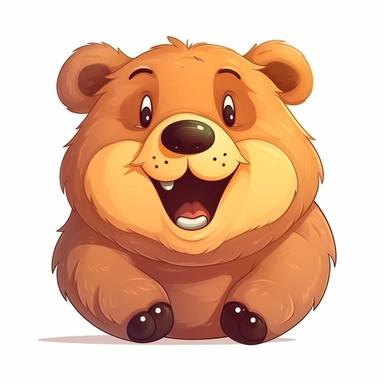 fantasy happy cute bear face, cartoon, clipart, mascot, isolated on white background