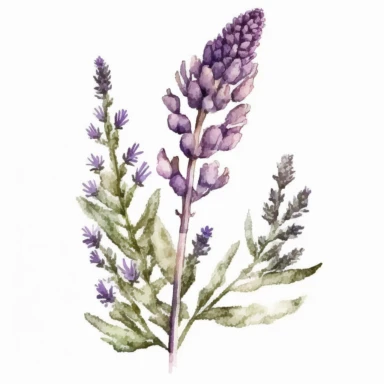 watercolor lavender, one single lavender clipart, birght colors, white background, no text, no outline