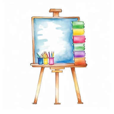 a whiteboard for classroom ,watercolor clipart, Cute kawaii , single object, illustration by katie daisy style,png transparent,white background for removing background - - no text shadow font watermark