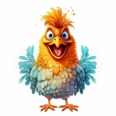 Cute Beautiful Happy Face Chicken Full body Sublimation Clipart,Cartoon,hyper realistic, intricate detail, illustration style,high solution,on the white background