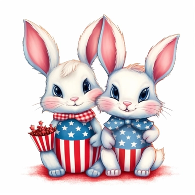 very cute 4th of july themed bunny rabbits clipart