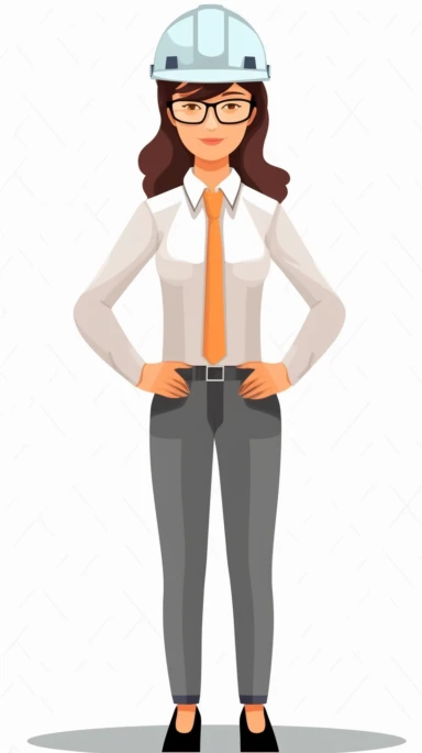 an engineer male or female, clipart style, white background