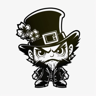 anime leprechaun black and white clipart symbol