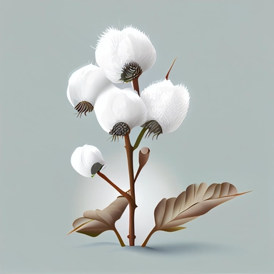 clipart, vector, white cotton ball plant stems, on white background, extreme detail, photo realistic, 8k