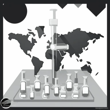 clipart of a map with lab bottles on top, black and white, rinpa school, emiliano ponzi, greyscales palette, white background