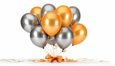 golden aluminum birthday balloons isolated on white stock clip art ykrv, in the style of orange and gray, miki asai, the stars art group (xing xing), bess hamiti, selective focus, serge marshennikov, uhd image