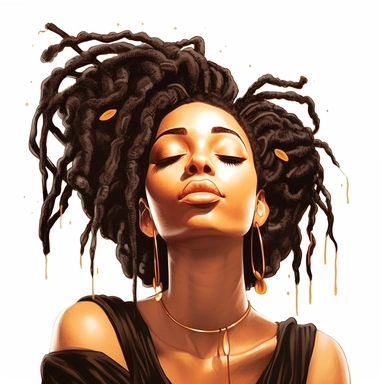 ultra detailed Black Girl Self Love Clipart , solid white background, beautiful , Self-Love and Confidence, super cute, super cool, Goddess Locs , contour, portrait photography by ANIMATION