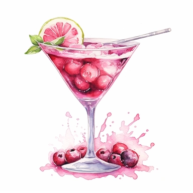 watercolor detailed cosmopolitan cocktail clipart happy