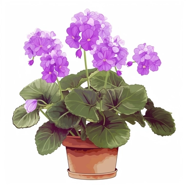 african violet house plant clipart, white background