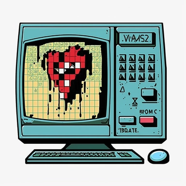 y2k simple computer screen with error messages clipart