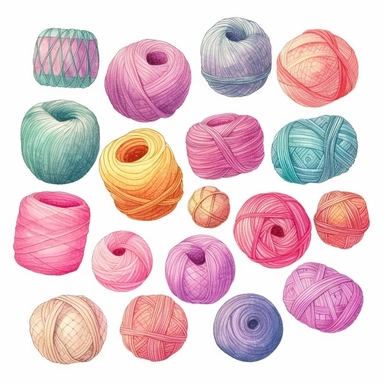 Watercolor Clip Art Hobby Knitting and Crocheting , Wool Yarn Cute Clipart Set. Pastel colours Collection of hand drawn balls of yarn for knitting - Image #2 <@1098423716465102849>