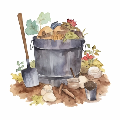 compost pile, watercolour clipart, cute, simple
