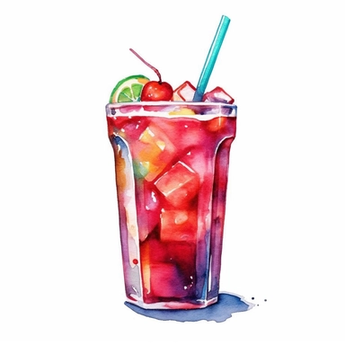 cold beverage, clipart, watercolor, white background,