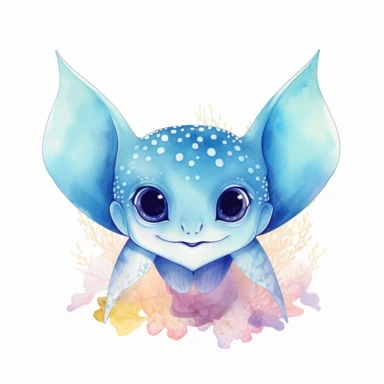 cute little Manta ray, style of boho baby clipart