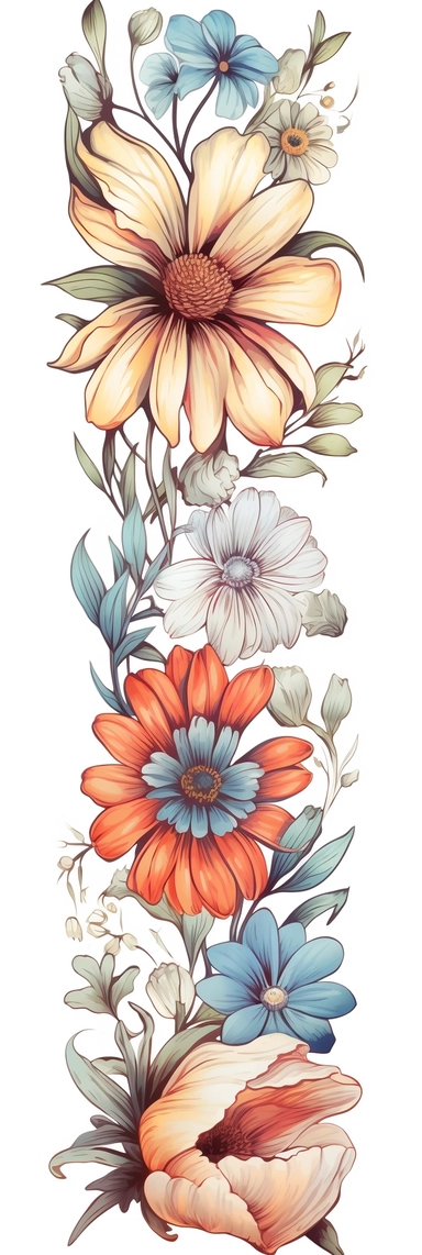 bookmark fineline clipart flowers 8k