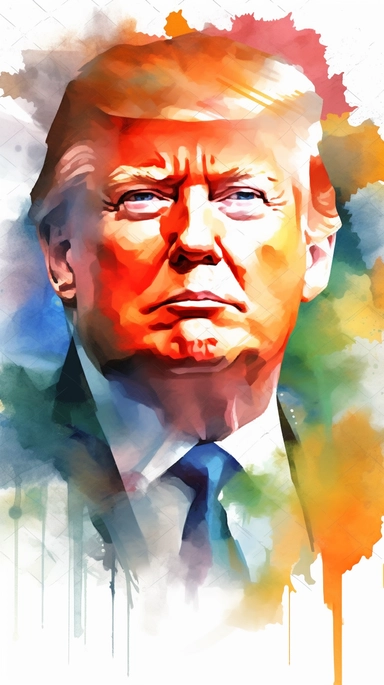 watercolour Donald Trump clipart, hd, isolated on white background, png, vector