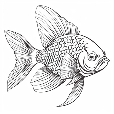 fish, b&w lineart, minimalist style, white background, full body, picture, coloring book style on white background, well composed, clean coloring book page, No dither, no gradient, strong outline, No fill, No solids, vector illustration, clipart, simple, cartoon –ar 9:11 –v 5