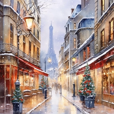 Paris Christmas street, Ornamental watercolor, clipart, I can't believe how beautiful this is