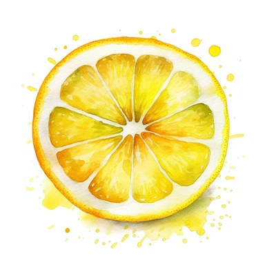 watercolor lemonslice clipart, bright colors, hyper realistic