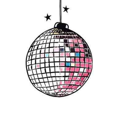 an old 80's style of a miror disco ball handraw clipart style easy draw simplist black and white vector simple doodle very with thick lines