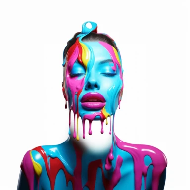 a face without a face blue eyes bold lips, psychedelic art, neon glow, clipart, white background